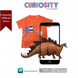 4D DINOSAUR T-SHIRT, AUGMENTED REALITY (ORANGE) FOR BOYS