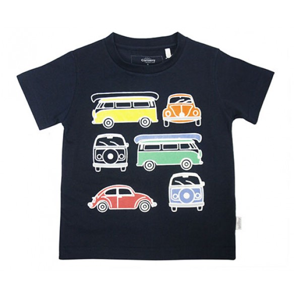 4D VINTAGE BUS AUGMENTED REALITY T-SHIRT FOR BOYS (NAVY)