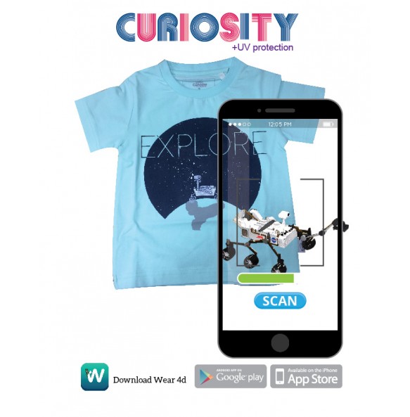 4D CURIOSITY EXPLORE AUGMENTED REALITY T-SHIRT (AQUA)