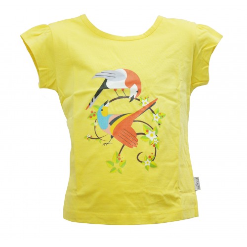 A COUPLE BIRDS COME TO FLOWERS T-SHIRT FOR GIRLS