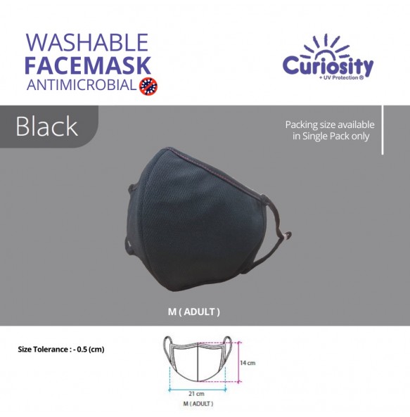 Curiosity Care 3-ply Washable Antimicrobial Fabric Mask with Water-Repellent Function (Size M for Adults)