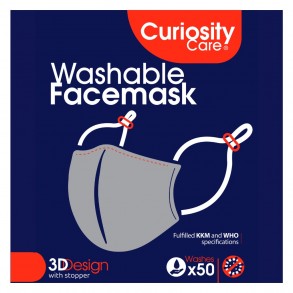 Curiosity Care 3-ply Washable Antimicrobial Fabric Mask with Water-Repellent Function (Size M for Adults)