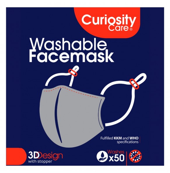 Curiosity Care 3-ply Washable Antimicrobial Fabric Mask with Water-Repellent Function (Size M for Adults)